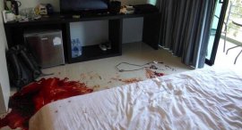Police discovered pools of blood inside the man's room on the third floor of the hotel. Photo: Eakkapop Thongtub