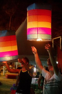 Rainbow lantern release.